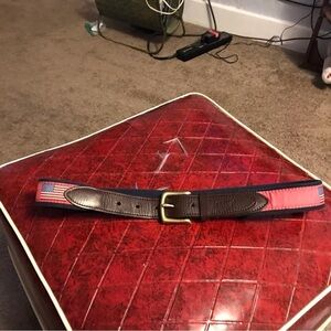 Vineyard Vines Leather/Canvas Mens Flag belt